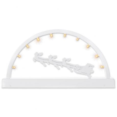 Vánoční svítící dekorace na baterie na stůl / parapet, časovač, Santa se soby, 31,5 cm