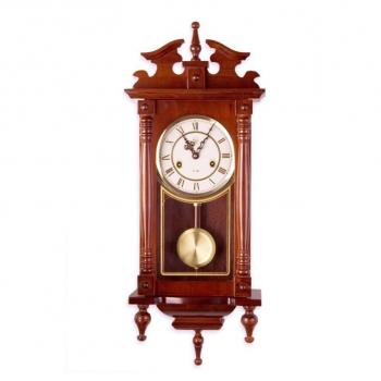 Kyvadlové hodiny v retro designu nástěnné, mechanické, odstín mahagon, 73 cm