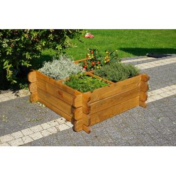 Dřevěný zvýšený záhon - květináč pro pěstování bylinek / zeleniny, 80x80x24 cm
