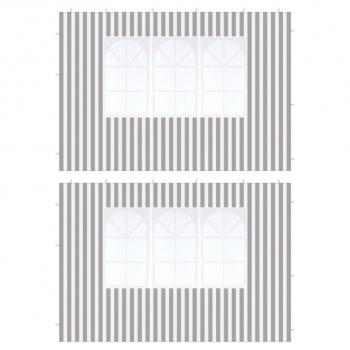 2x boční plachta pro zahradní párty stany 3x3 m, antracit / bílá, s oknem, 298x190 cm