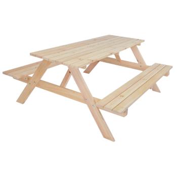 Venkovní set nábytku piknik (pivní set) stůl + 2 lavice, nelakované dřevo, 180 cm