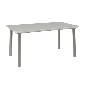 Moderní plastový stůl na terasu / zahradu, světle šedý, odpojitelné nohy, 147x84 cm