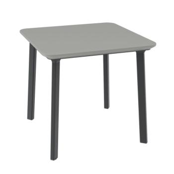 Čtvercový plastový jídelní stůl pro 4 venkovní + vnitřní, grafitově šedý, 77x77 cm
