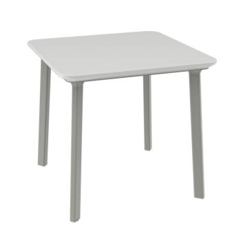 Čtvercový plastový jídelní stůl pro 4 venkovní + vnitřní, světle šedý, 77x77 cm