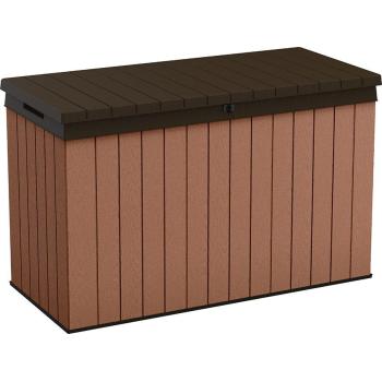 Extra velký venkovní úložný box na nářadí dřevoplast evotech, hnědý, 662 L