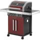 Kvalitní venkovní plynový gril nerez / červená s kolečky, boční hořák, 127x118x60 cm