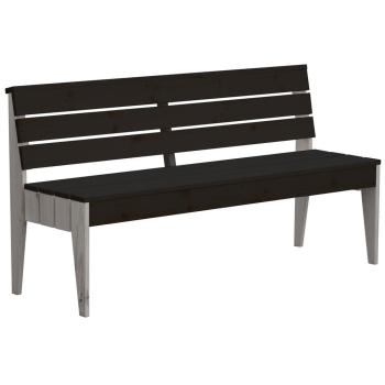 Dřevěná zahradní lavice s opěradlem masiv borovice mořená černá / šedá 150 cm