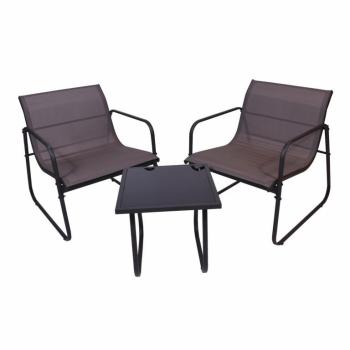 3-dílný set nábytku venkovní na balkon / terasu, 2 křesla + čtvercový nízký stolek