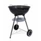 Venkovní gril na dřevěné uhlí kulatý s víkem a teploměrem, pojízdný, černý, rošt 41,5 cm