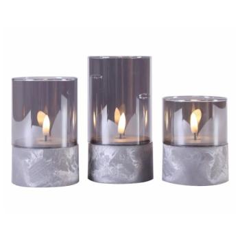 3x elektrická led svíčka s časovačem na baterie teplá bílá, plast + sklo