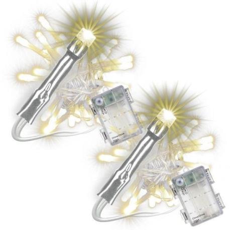 2x svítící led řetěz na baterie teple bílý s časovačem 5 m venkovní + vnitřní