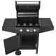 Plynový gril na terasu černý s kolečky a krycí plachtou, elektrické zapalování, 110x110x53 cm