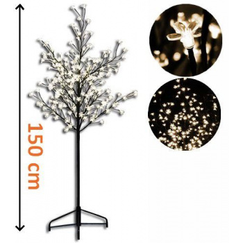 Umělý stromek se svítícími květy, venkovní / vnitřní - voděodolný, 200LED, 1,5 m