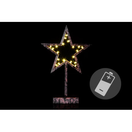 Ozdobná svítící hvězda do interiéru, na baterie, bronz design, 39 cm