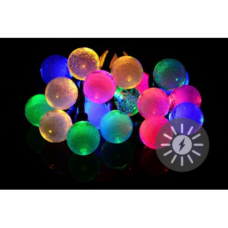 Solární zahradní řetěz- 20 kusů barevných kuliček, funkce blikání, 2,95 m