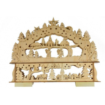 Vánoční dekorace do bytu - osvětlená zimní krajina na baterie, překližka, 44 cm