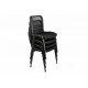 4 kusy kovových židlí do interiéru, polstrovaný sedák, stohovatelné, černé