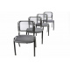 Stohovatelné kovové interiérové židle, polstrovaný sedák, sada 4 kusů, šedé