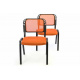 2 kancelářské kovové židle, polstrovaný sedák, stohovatelné, oranžová