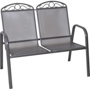 Venkovní kovová lavice drátěná (tahokov) pro 2 osoby, černá