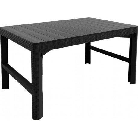 Plastový stůl na terasu obdélníkový, nastavitelná výška, grafit, 116x72 cm