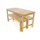 Zahradní dřevěný set nábytku, stůl se 2 lavicemi, nelakovaný teak, 150 cm