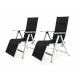 2x skládací polohovatelná venkovní židle, nastavitelné opěradlo, šedá / černá