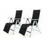 2x skládací polohovatelná venkovní židle, nastavitelné opěradlo, šedá / černá