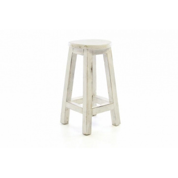 Dřevěná vysoká stolička / židle, kulatá, retro vzhled, bílá, 50 cm