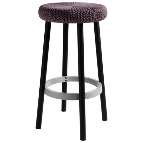 Designová barová stolička, pletený vzor, fialová, výška 66 cm