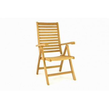 Teaková zahradní židle s nastavitelným opěradlem, masivní dřevo