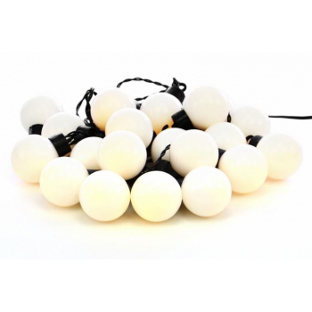 Zahradní řetěz na párty- bílé koule s LED diodami, světelná délka 5 m