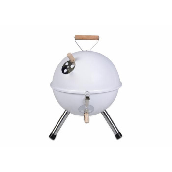 Malý kotlíkový venkovní gril, retro vzhled, nožičky, bílý, výška 45 cm