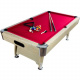 Kulečník / billiard 7 FT včetně tág a příslušenství, světlé dřevo / červená, 114 kg