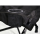 Skládací textilní židle s kovovou kostrou, podložka na nohy, černá