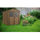 Mení plastový zahradní domek, hnědý- imitace dřeva, 236x185x227 cm