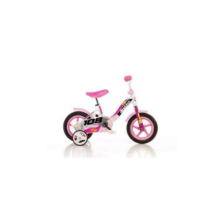 Dětské kolo pro holčičky s přídavnými kolečky, růžová / bílá, vel. 10
