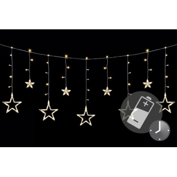 Vánoční LED osvětlení na okno- svítící LED hvězdy, na baterie, dálkové ovládání, 1,65 m
