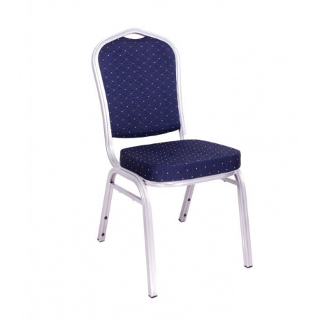 Interiérová pevná židle s vysokou nosností 150 kg, kov / textilie, modrá