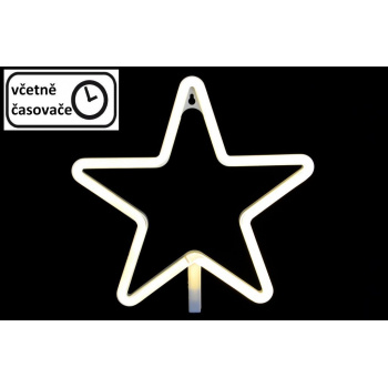 Vánoční světelná hvězda na baterie, vnitřní, neonový efekt, k zavěšení / postavení, 30 cm