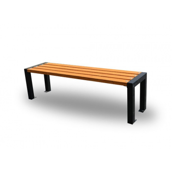 Masivní dřevěná lavice ocel / dřevěné hranoly, bez područek a opěradla, 162 cm