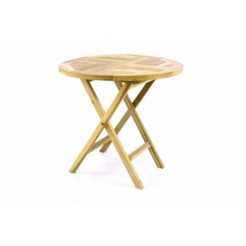 Balkonový kulatý stolek skládací, masivní teakové dřevo, průměr 80 cm