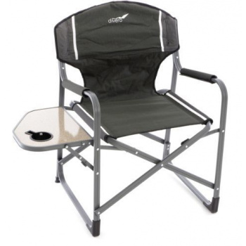 Skládací přenosná židle se sklopným stolečkem, hliník / polyester
