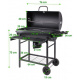 Větší zahradní gril na dřevěné uhlí pojízdný, válcový, 16 kg