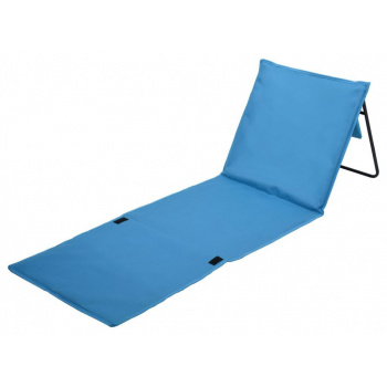 Plážové lehátko s nastavitelnou opěrkou zad, skládací, modré, 160 x 55 cm