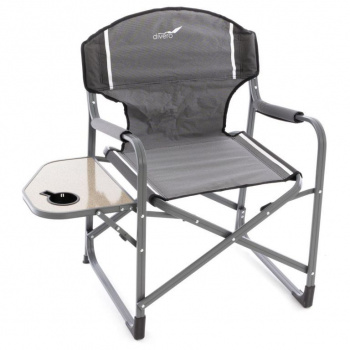 2 ks přenosná kempinková rozkládací židle s výklopným stolkem, kov / textil