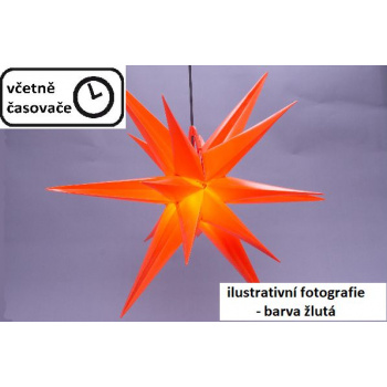 Vánoční osvětlení do bytu vnitřní- hvězda na baterie, k zavěšení, žlutá, 55cm