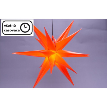 Vánoční osvětlení do bytu vnitřní- hvězda na baterie, k zavěšení, červená, 55cm