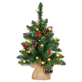 Umělý vánoční stromek na stůl s osvětlením na baterie, 20 LED, 45 cm