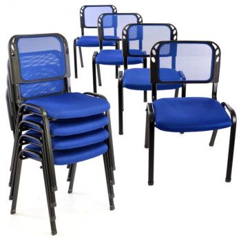 8x konferenční židle do sálů / čekáren / kanceláří, textilní polstrování, modrá